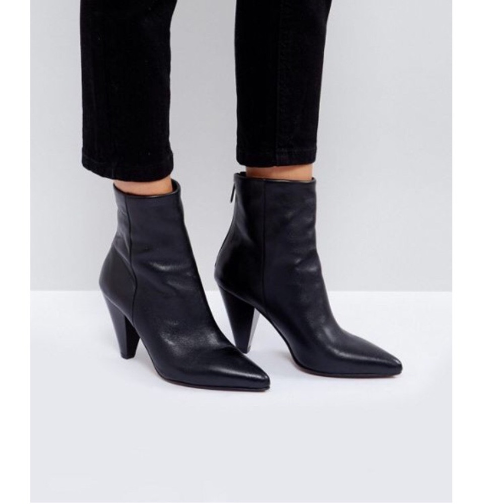 ASOS ELODIE Leather Cone Heel Boots